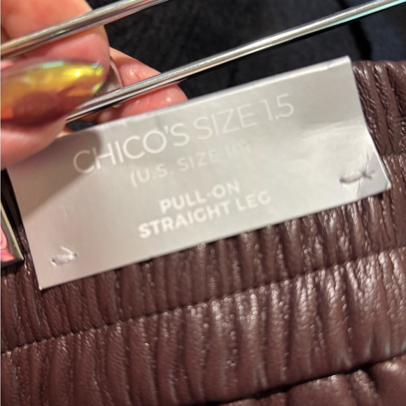 Chico's Faux Brown Leather Crop pants - Picture 5 of 7